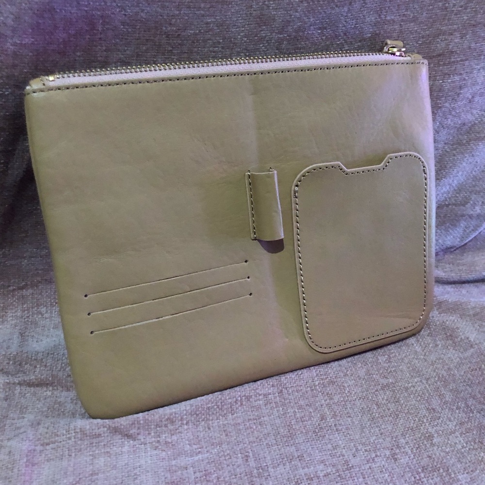 Olive Green Leather Clutch